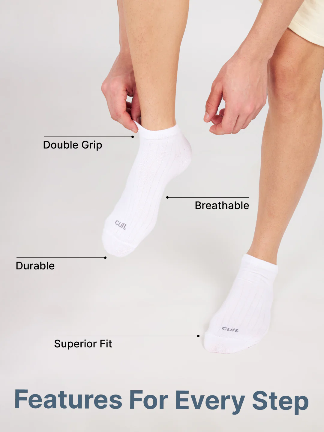 Sports Low Ankle Pack of 5 Navy,White,Grey,Powder Blue & Black Men's Cotton Socks - Image 4