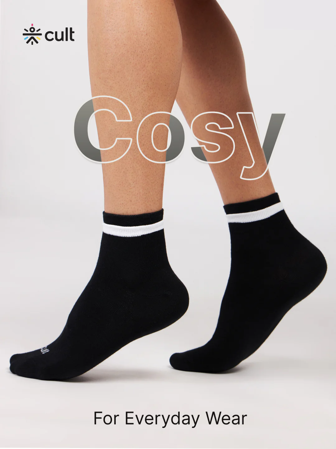 Casual Ankle Length Pack of 3 Black Men's Cotton Socks - Image 2