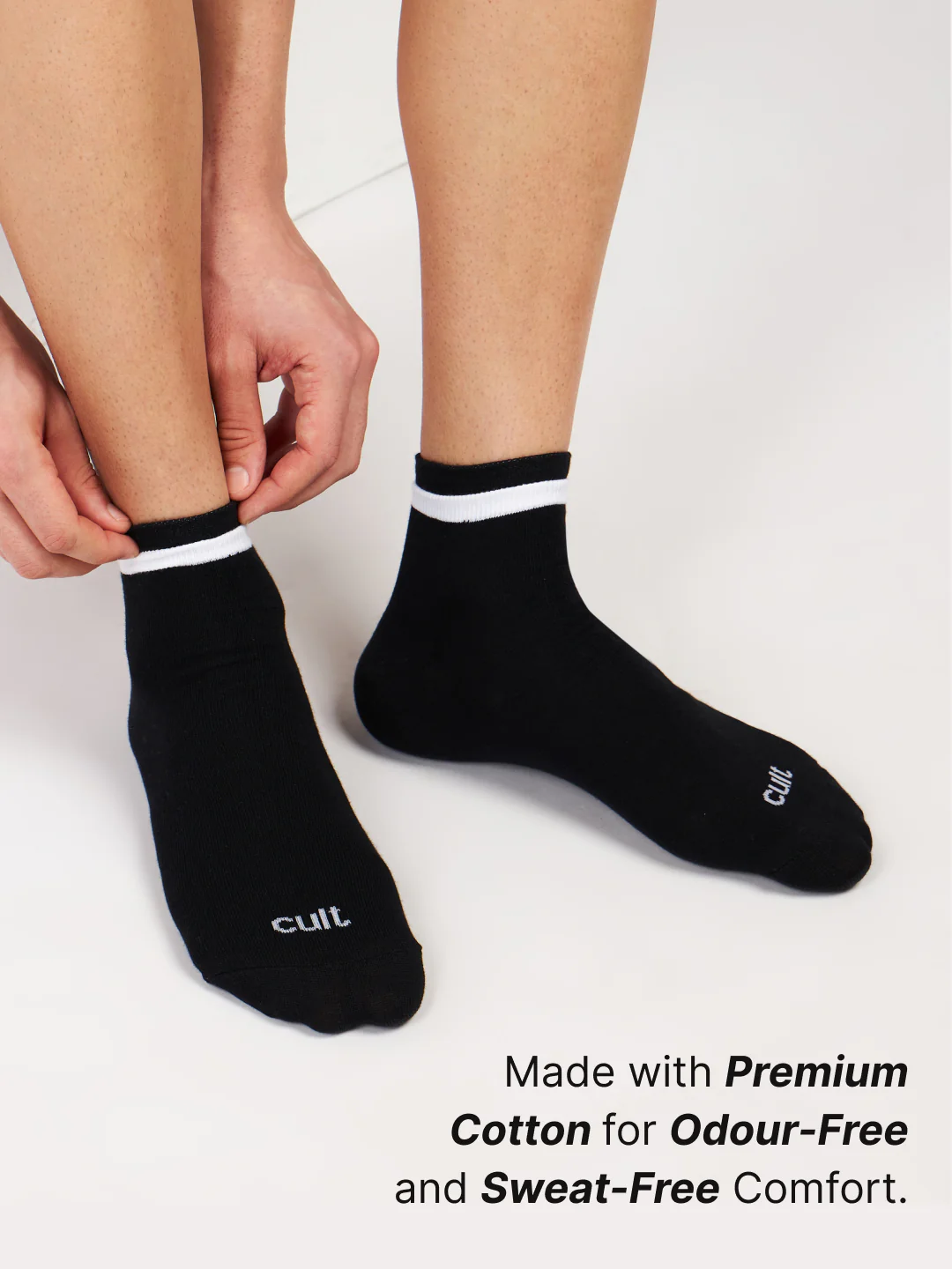 Casual Ankle Length Pack of 3 Black Men's Cotton Socks - Image 3