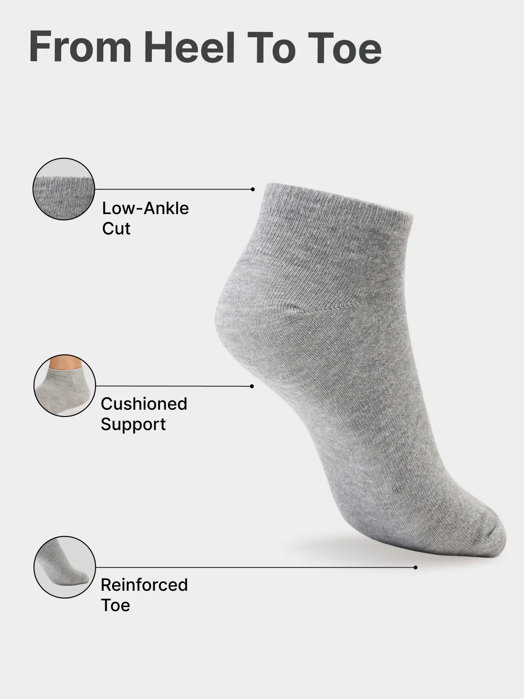 Casual Low Ankle Cotton White,Black & Grey Pack of 3 Women - Image 5
