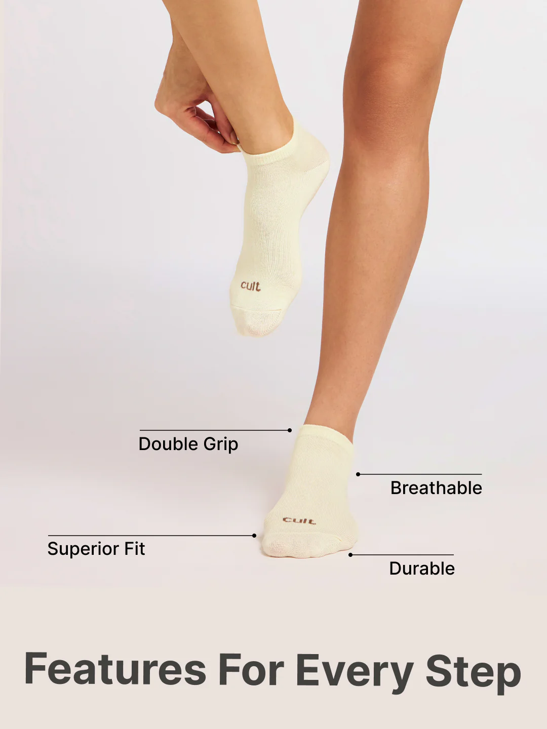 Casual Low Ankle Pack of 5 Pink,Yellow,Powder Blue,Grey & Black Women's Cotton Socks - Image 4