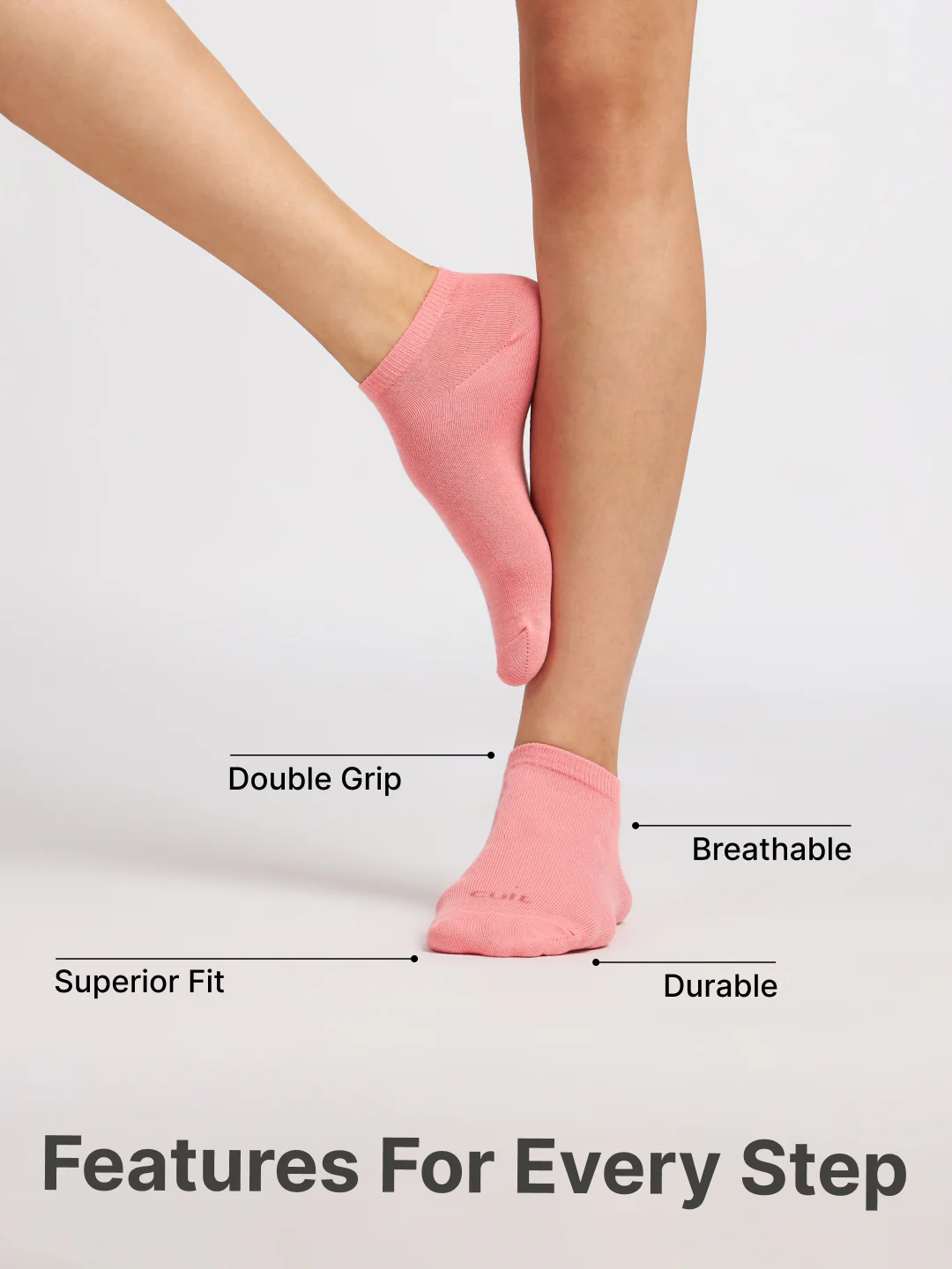 Casual Low Ankle Length Cotton Pack of 3 Mauve,Beige & Pink Socks Women - Image 4