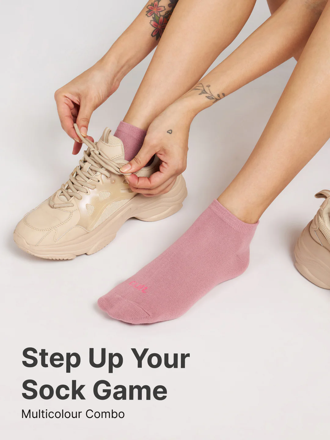 Casual Low Ankle Length Cotton Pack of 3 Mauve,Beige & Pink Socks Women - Image 6