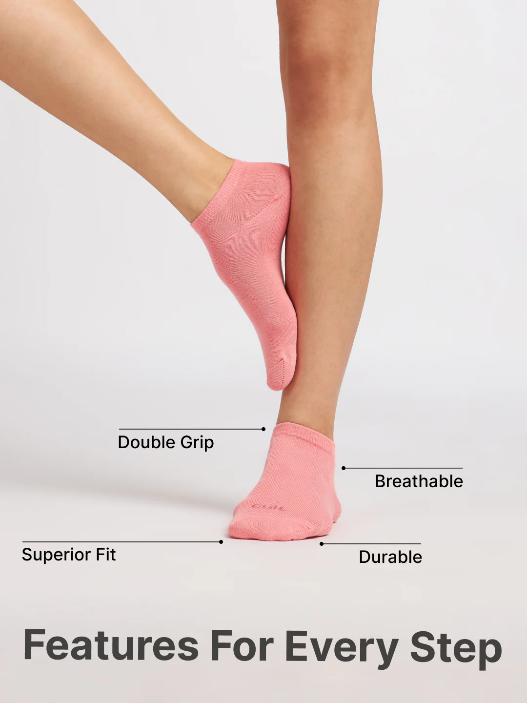 Casual Low Ankle Length Cotton Pack of 3 Pink,Maroon & Purple Socks Women - Image 4