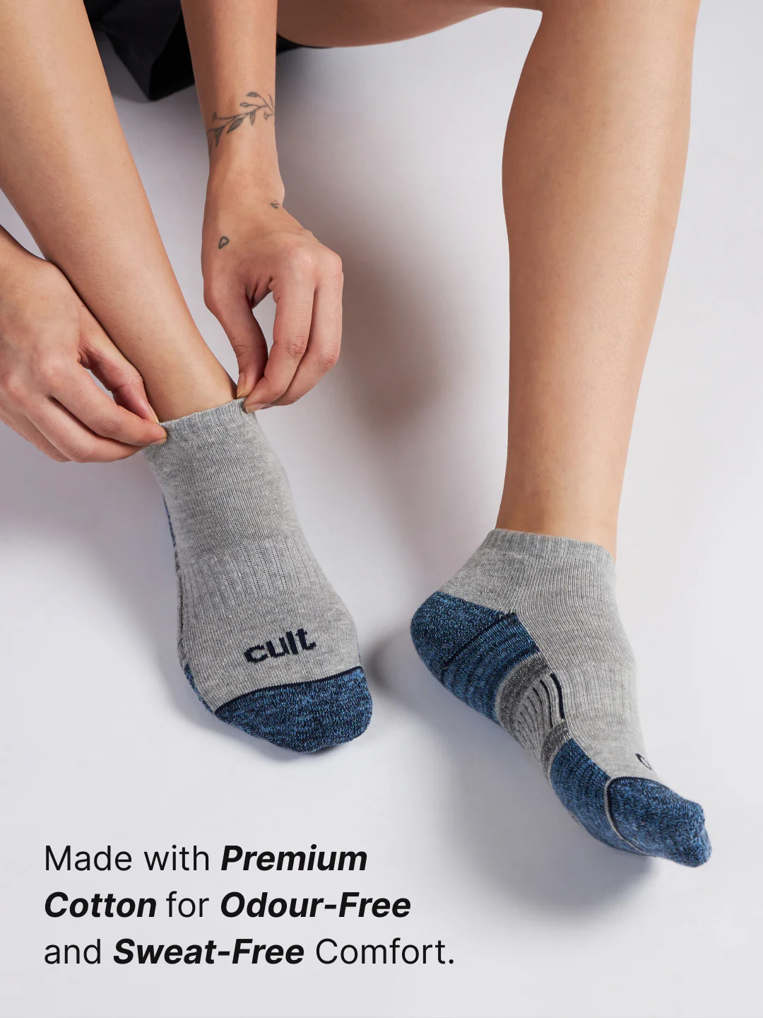 Sports Low Ankle Cotton Pack of 3 Grey,White & Black Socks Women - Image 3