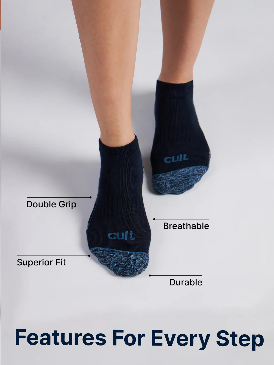 Sports Low Ankle Cotton Pack of 3 Grey,White & Black Socks Women - Image 4