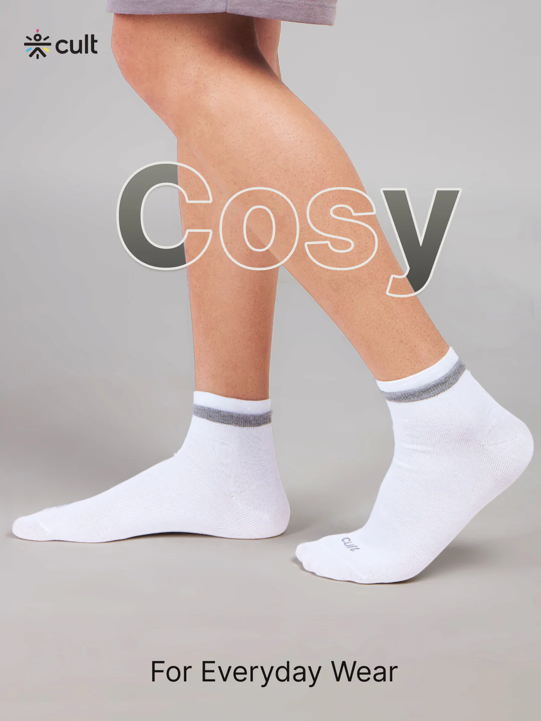 Casual Ankle Length Pack of 3 White Men's Cotton Socks - Image 2