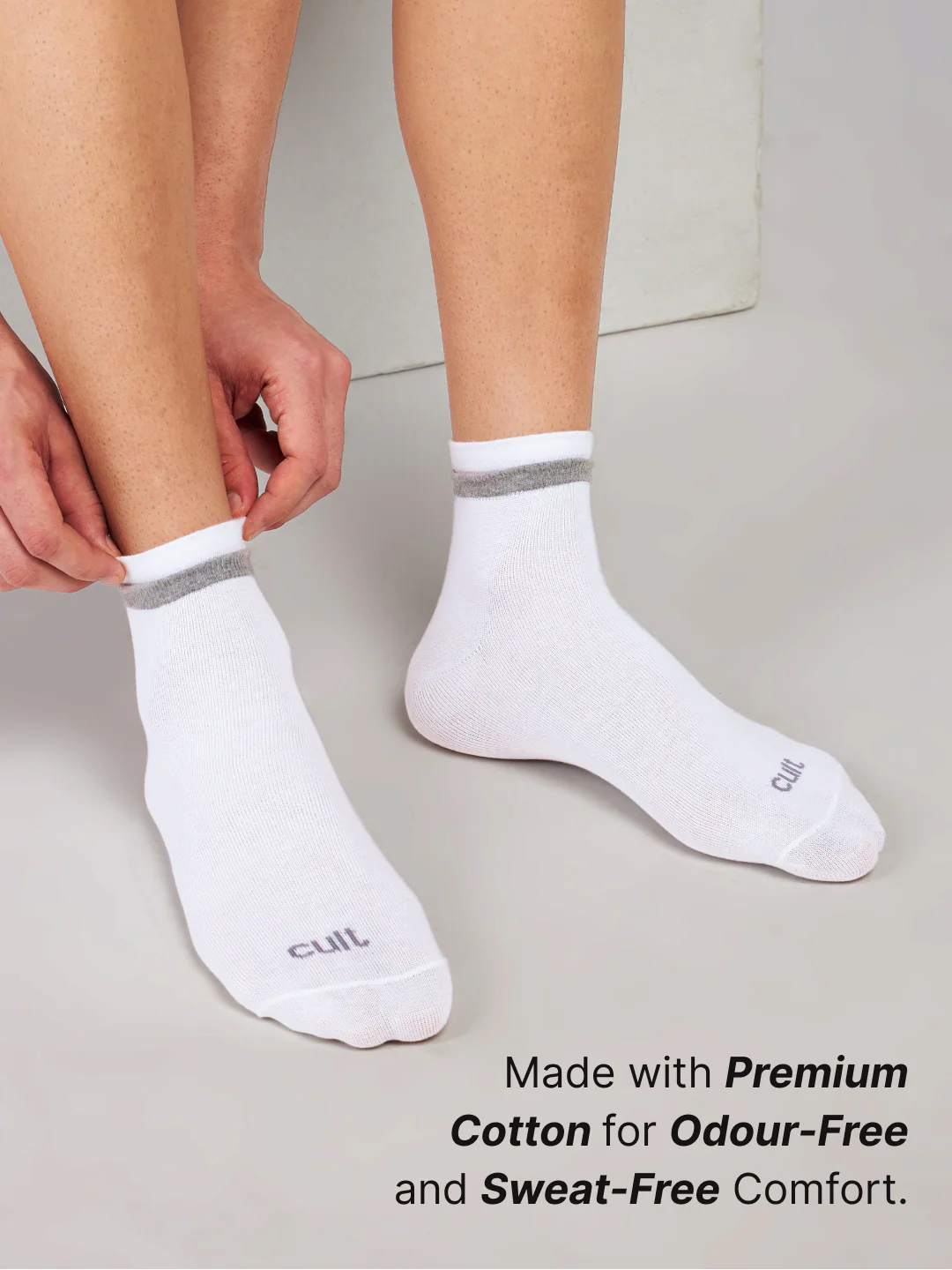 Casual Ankle Length Pack of 3 White Men's Cotton Socks - Image 3