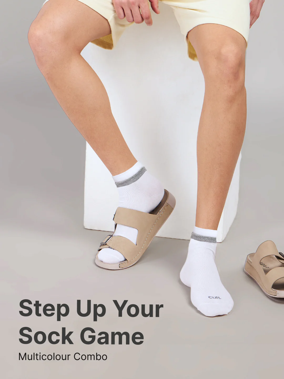 Casual Ankle Length Pack of 3 White Men's Cotton Socks - Image 6