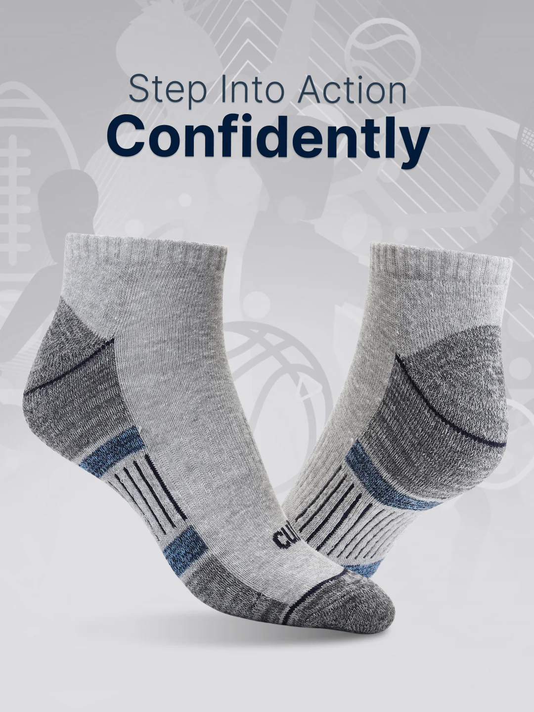 Sports Low Ankle Pack of 5 Grey Melange Women's Cotton Socks - Image 2