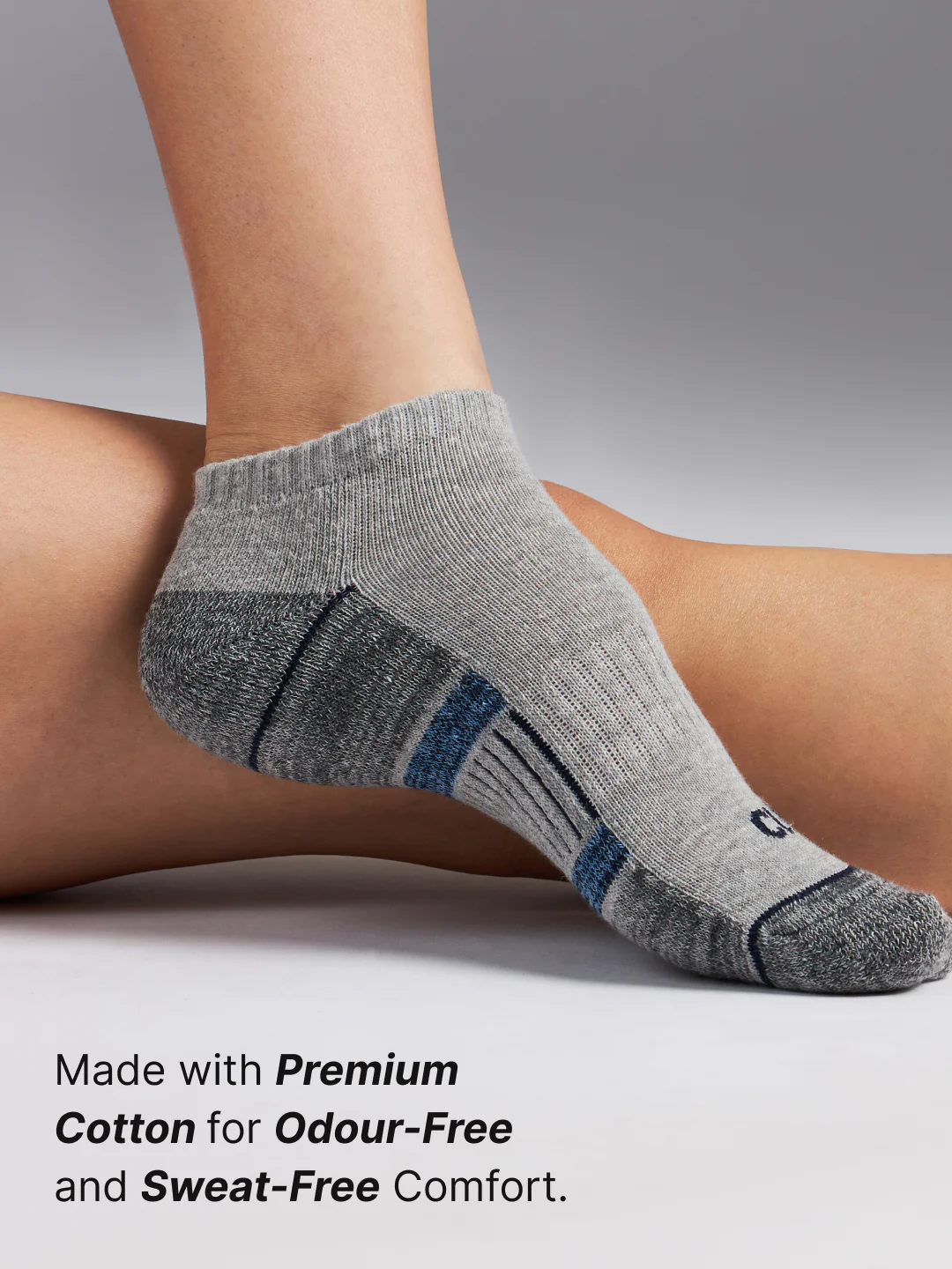 Sports Low Ankle Pack of 5 Grey Melange Women's Cotton Socks - Image 3