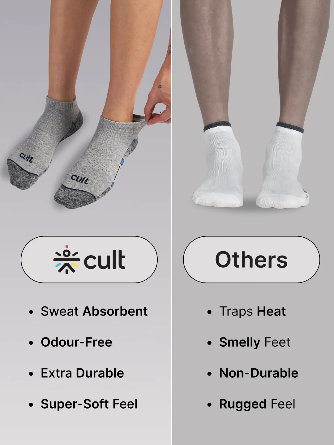Sports Low Ankle Pack of 5 Grey Melange Women's Cotton Socks - Image 6