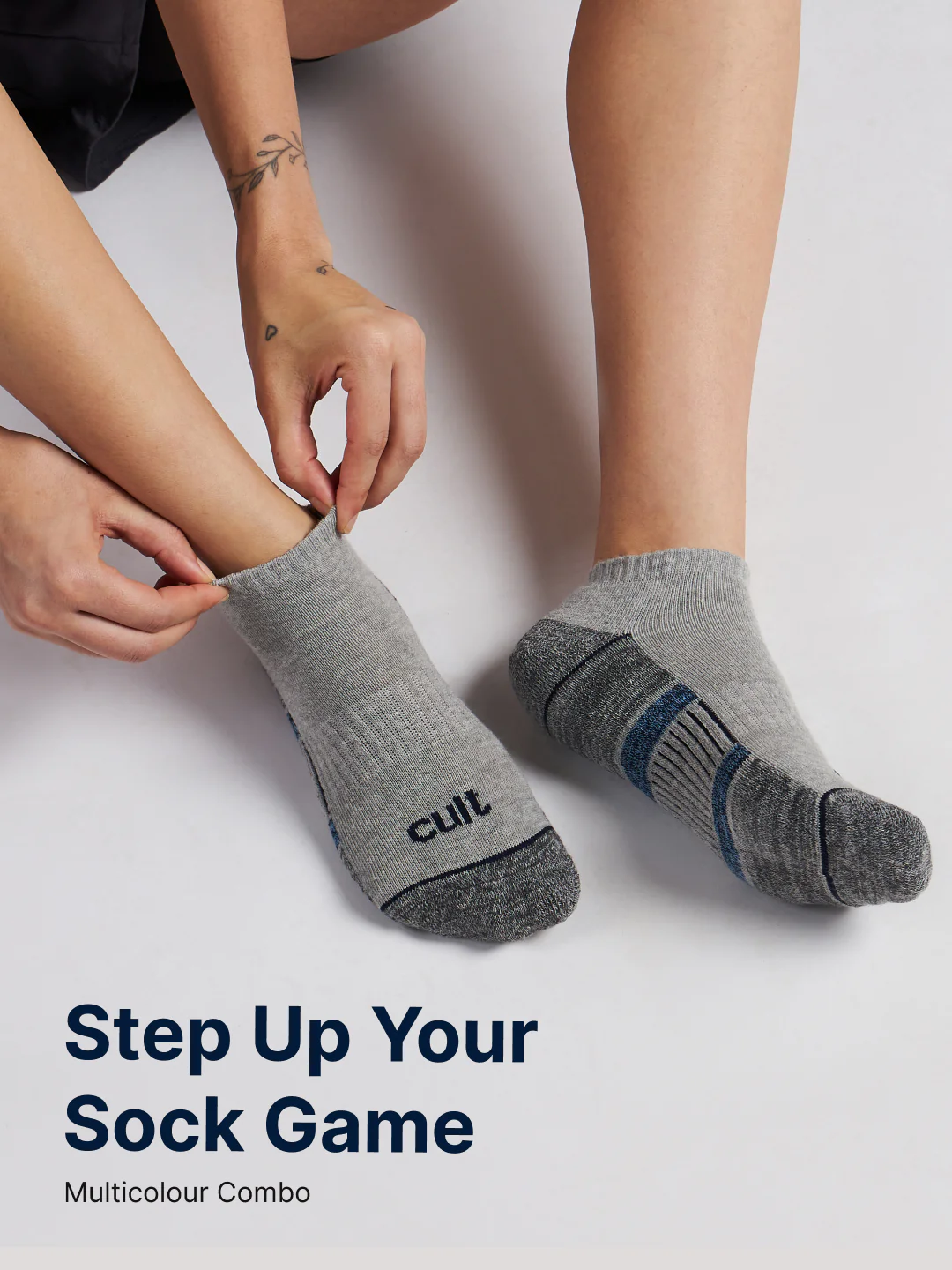Sports Low Ankle Pack of 5 Grey Melange Women's Cotton Socks - Image 7