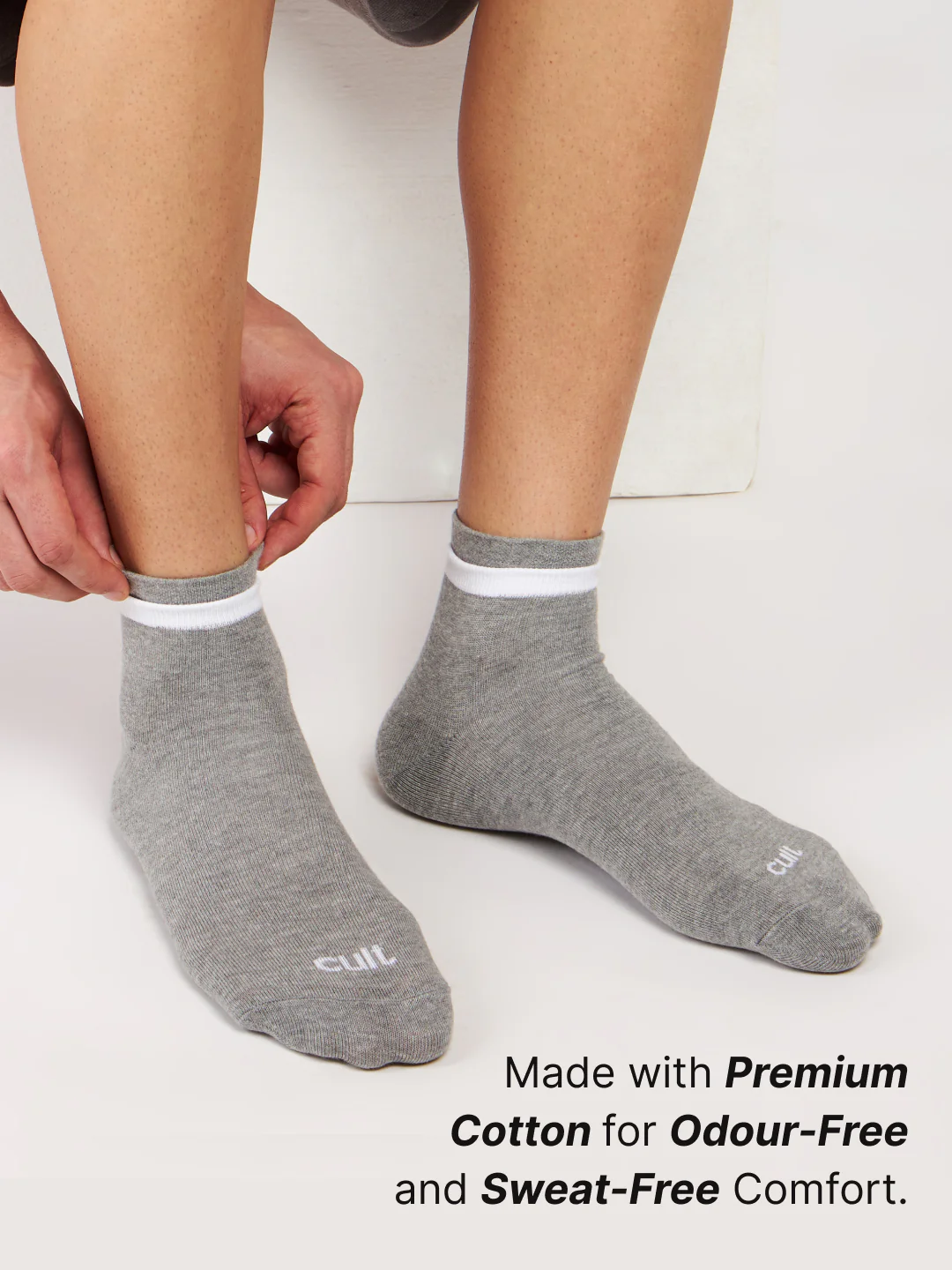 Casual Ankle Length Pack of 3 Grey,Black & White Men's Cotton Socks - Image 3