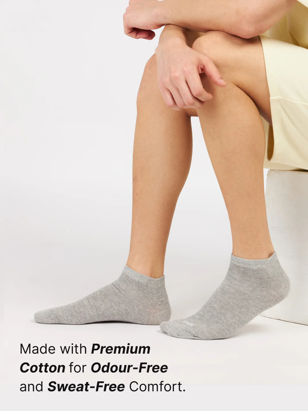 Casual Ankle Length Cotton Pack of 3 Grey,White & Black Socks Men - Image 3