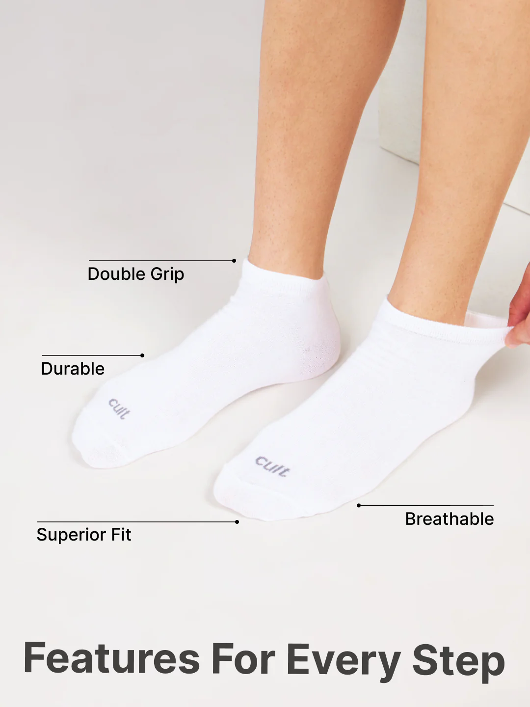 Casual Ankle Length Cotton Pack of 3 Grey,White & Black Socks Men - Image 4