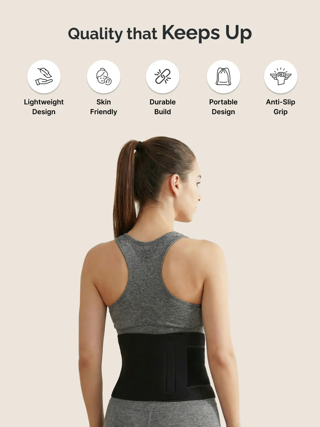 CULT Sauna Belt for Men & Women; Sweat-Enhancing Waist Trimmer Belt for Workout; Gym & Multipurpose Fitness Use Black - Image 3