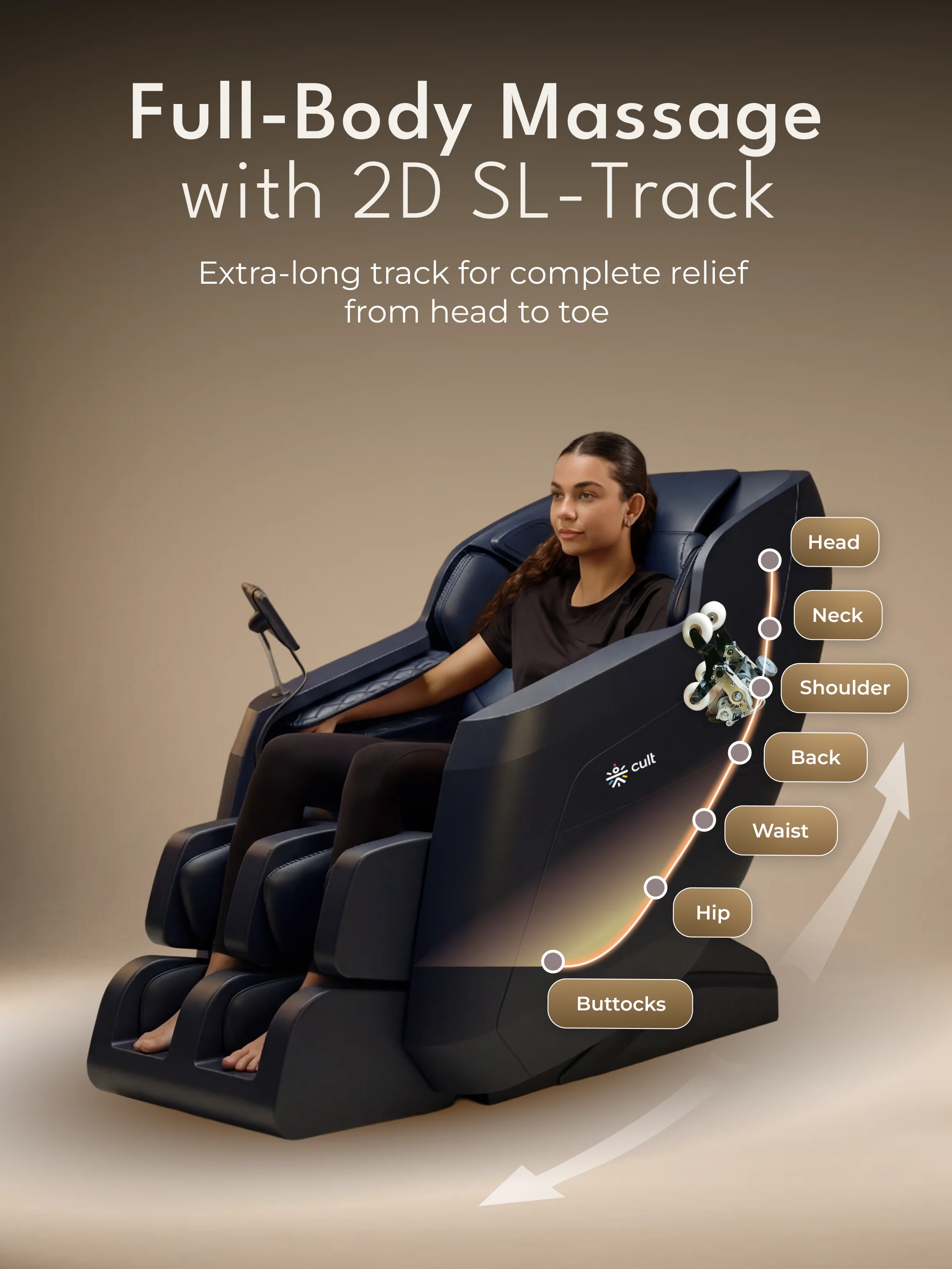 Cult Serene Massage Chair | Zero Gravity with Voice Guide & Bluetooth | 9 Preset Massage Programs | Smart Touch Screen - Image 3
