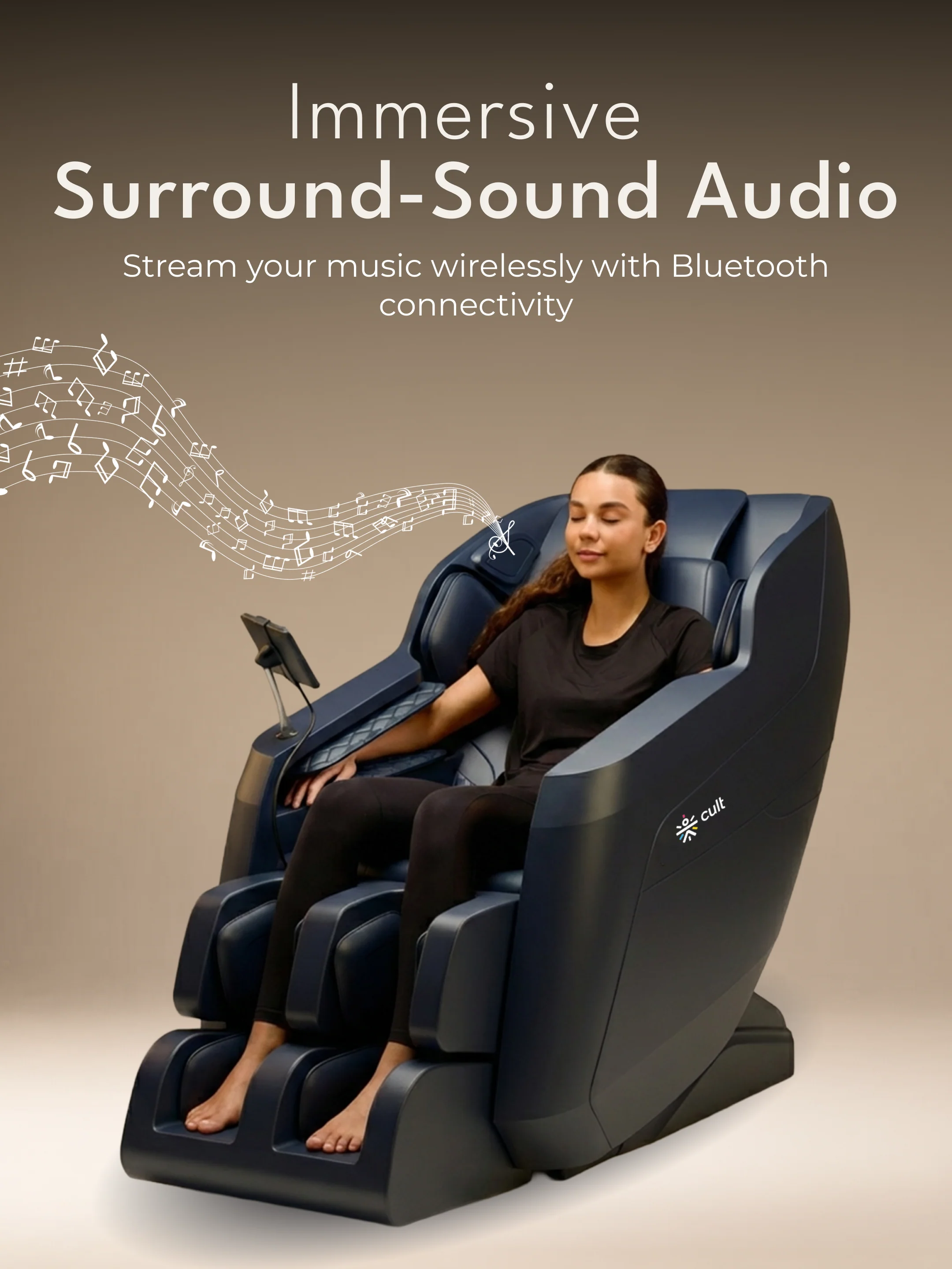 Cult Serene Massage Chair | Zero Gravity with Voice Guide & Bluetooth | 9 Preset Massage Programs | Smart Touch Screen - Image 9