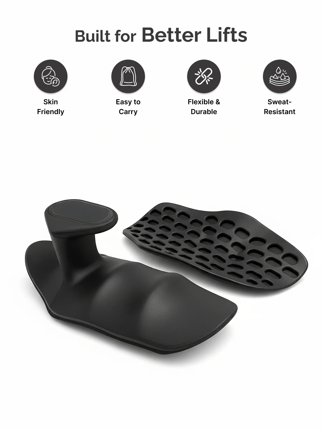 Cult Silicone Hand Grip for Gym & Weightlifting Non-Slip Grip Support with Palm Protection Sweat-Resistant & Durable Black - Image 3