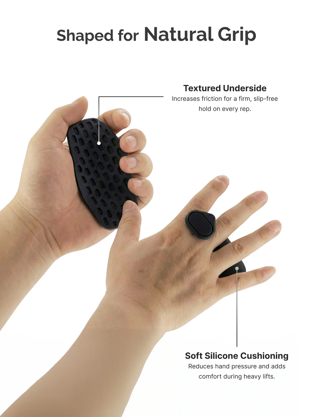 Cult Silicone Hand Grip for Gym & Weightlifting Non-Slip Grip Support with Palm Protection Sweat-Resistant & Durable Black - Image 4