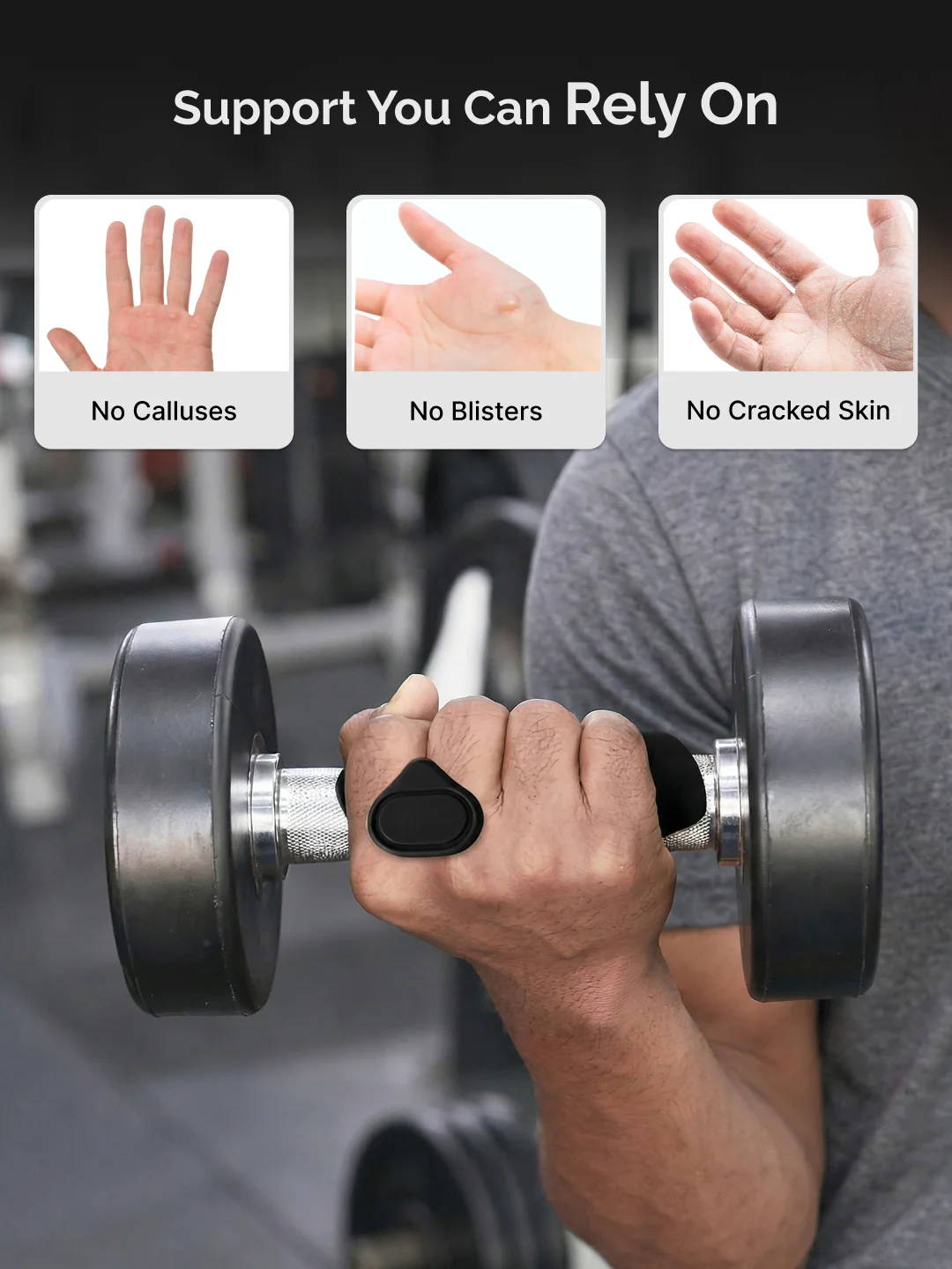 Cult Silicone Hand Grip for Gym & Weightlifting Non-Slip Grip Support with Palm Protection Sweat-Resistant & Durable Black - Image 5
