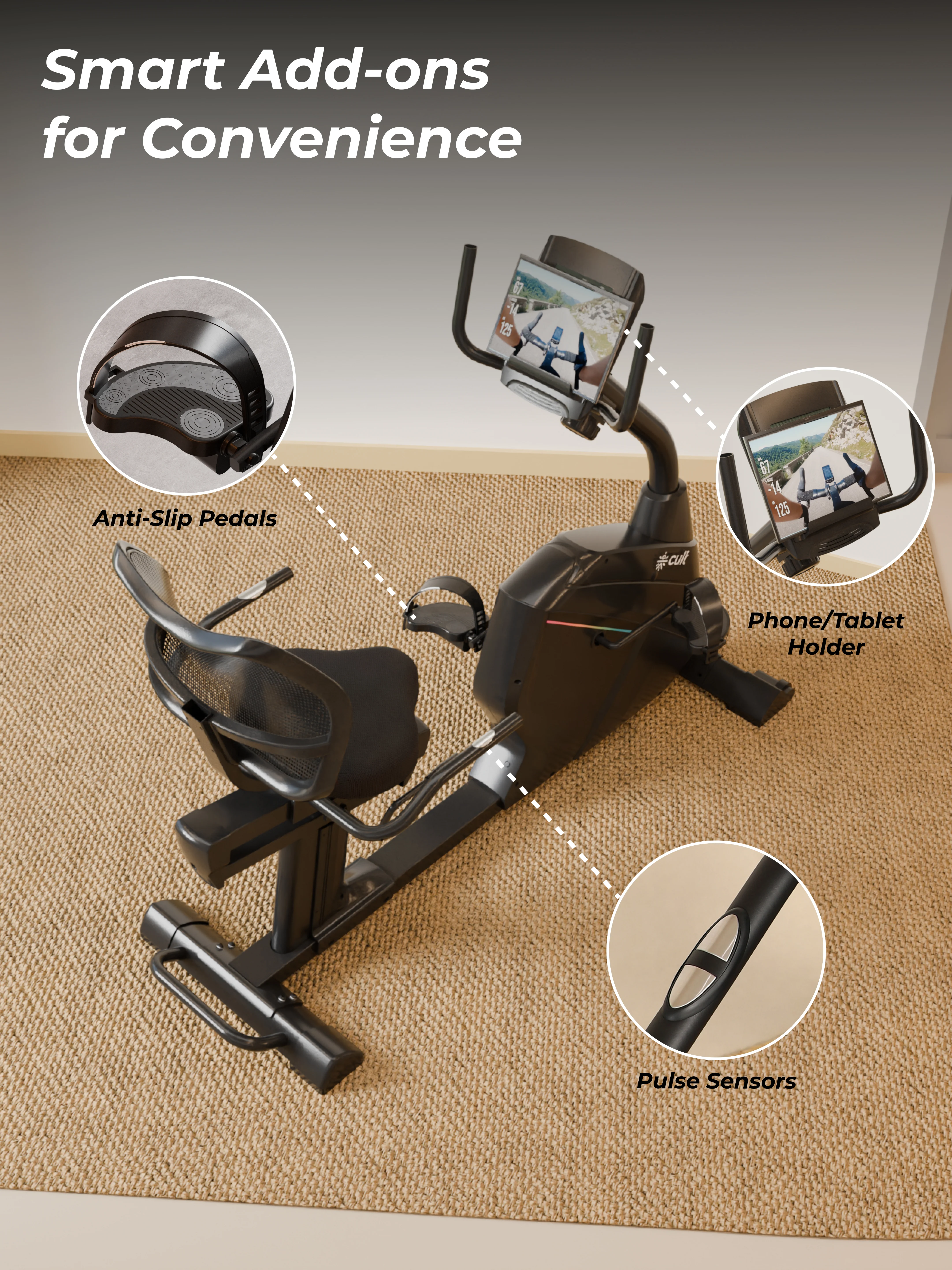 Cult SmartBikeBariPro Magnetic Recumbent Bike| 8Kg Flywheel | Max Weight: 150Kg | Home Use Recumbent Exercise Bike - Image 10