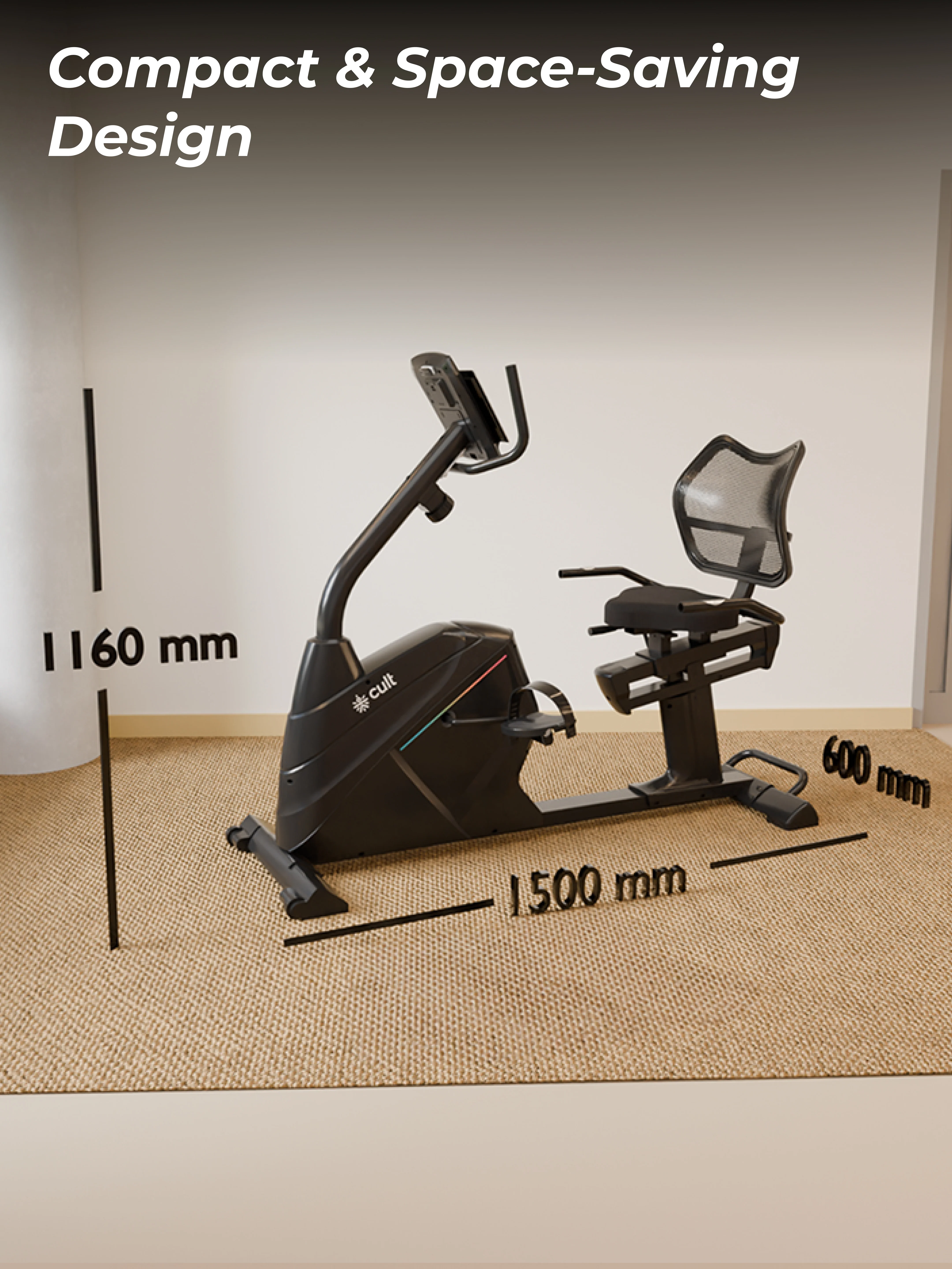 Cult SmartBikeBariPro Magnetic Recumbent Bike| 8Kg Flywheel | Max Weight: 150Kg | Home Use Recumbent Exercise Bike - Image 11