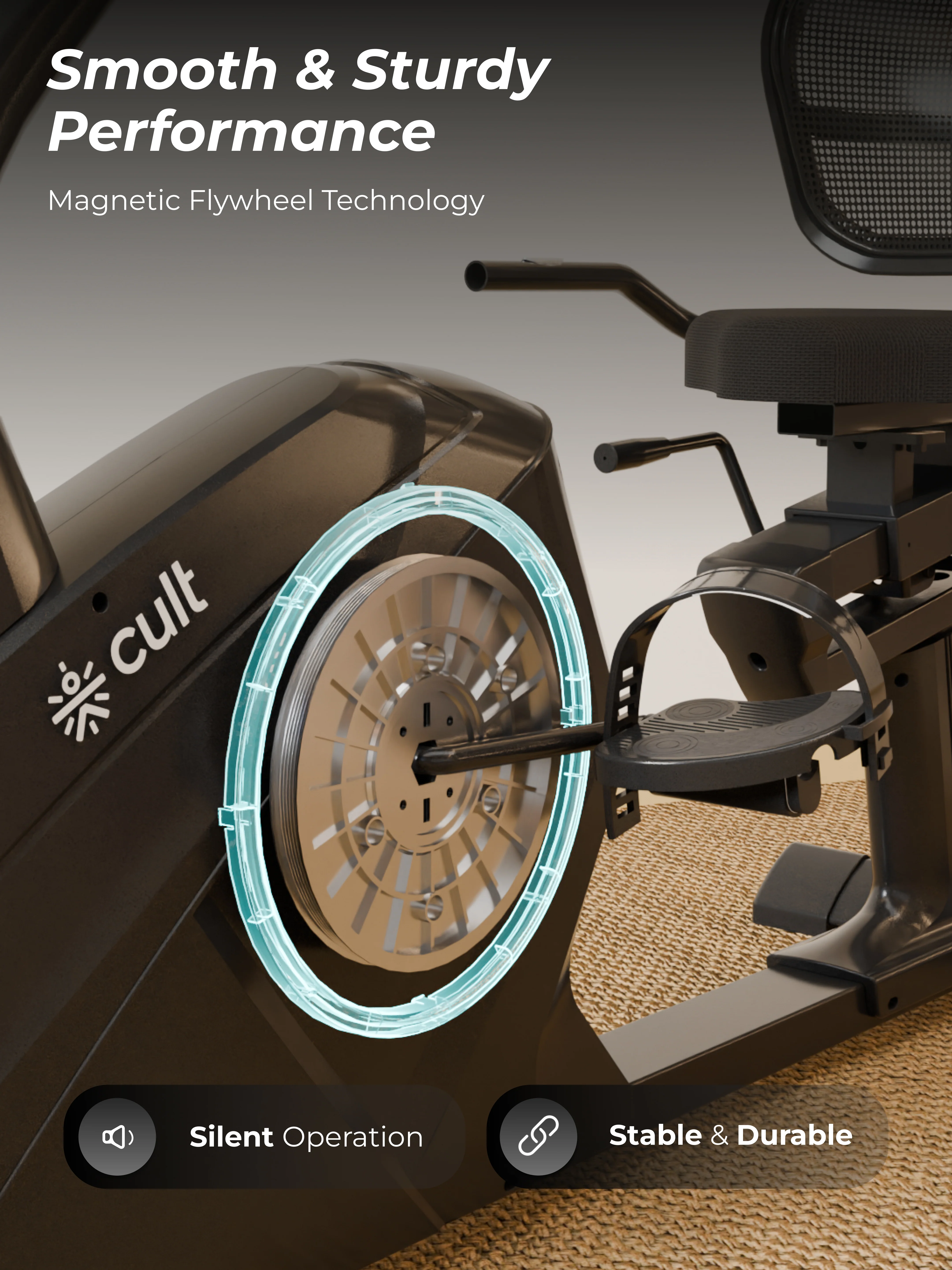 Cult SmartBikeBariPro Magnetic Recumbent Bike| 8Kg Flywheel | Max Weight: 150Kg | Home Use Recumbent Exercise Bike - Image 4
