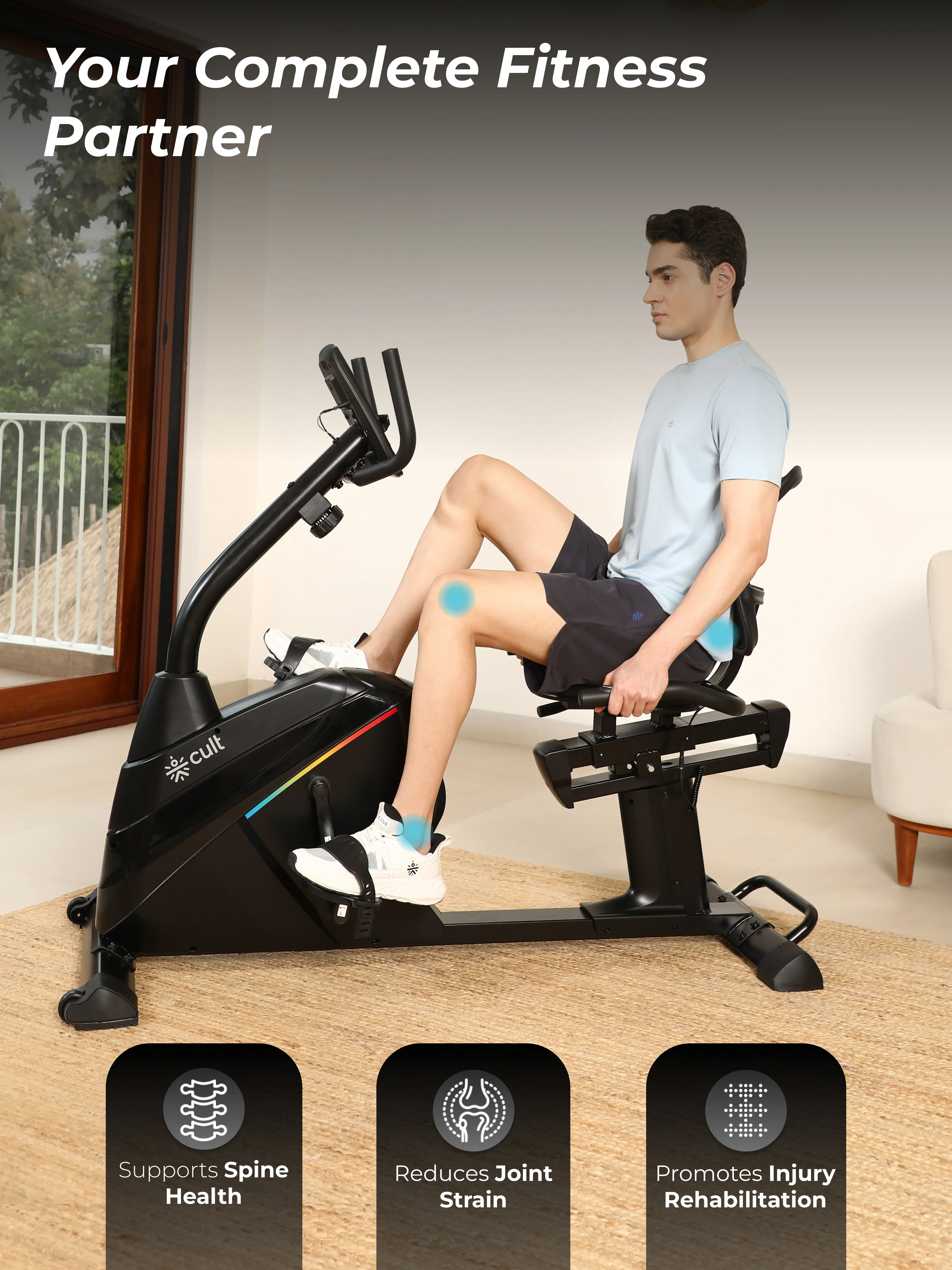 Cult SmartBikeBariPro Magnetic Recumbent Bike| 8Kg Flywheel | Max Weight: 150Kg | Home Use Recumbent Exercise Bike - Image 8