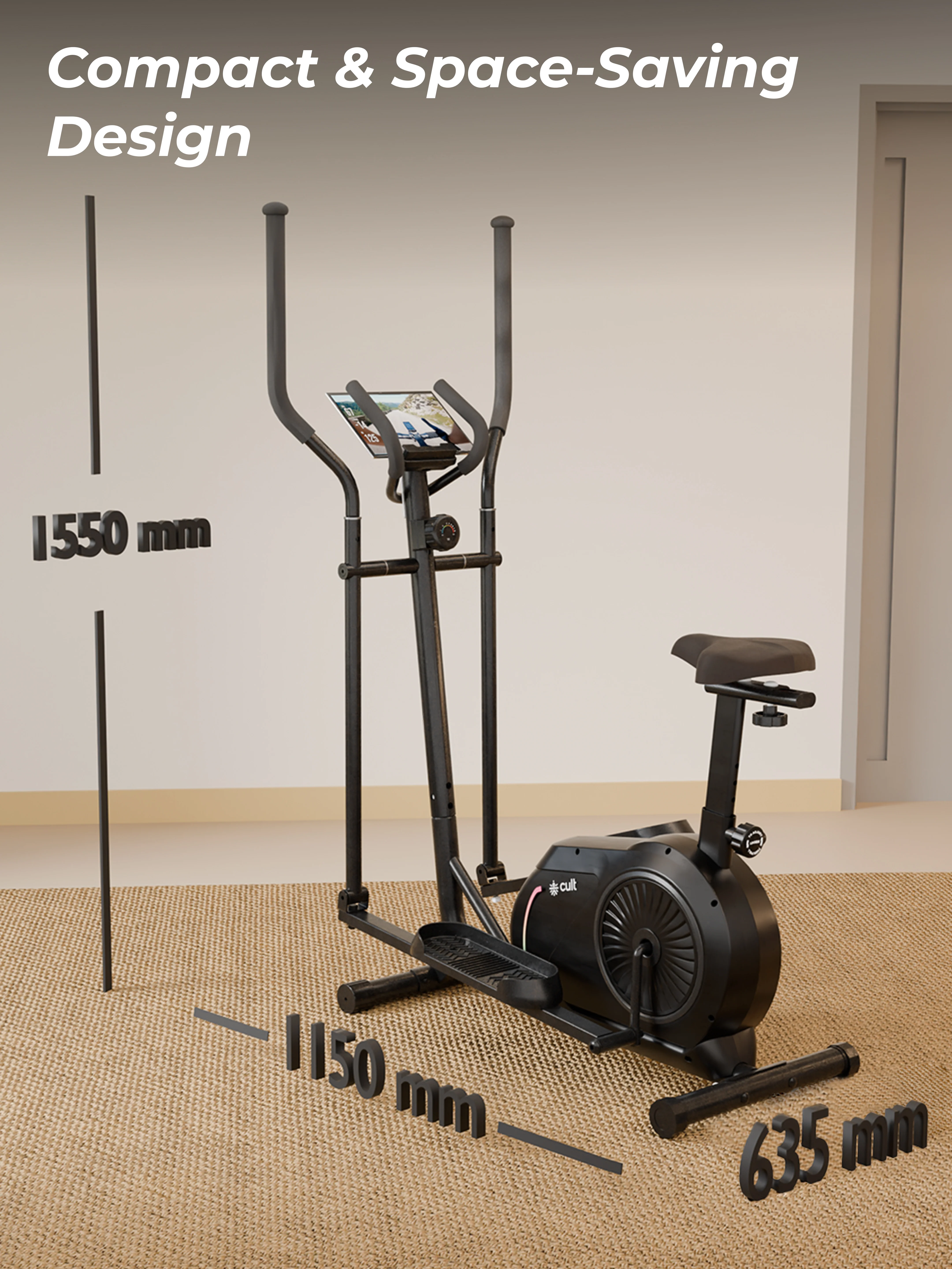 Cult SmartCrossNeo Magnetic Elliptical Trainer | 4Kg Flywheel | Max Weight: 130Kg | Home Use Cross Trainer - Black (with 6 Months Extended Warranty) - Image 10