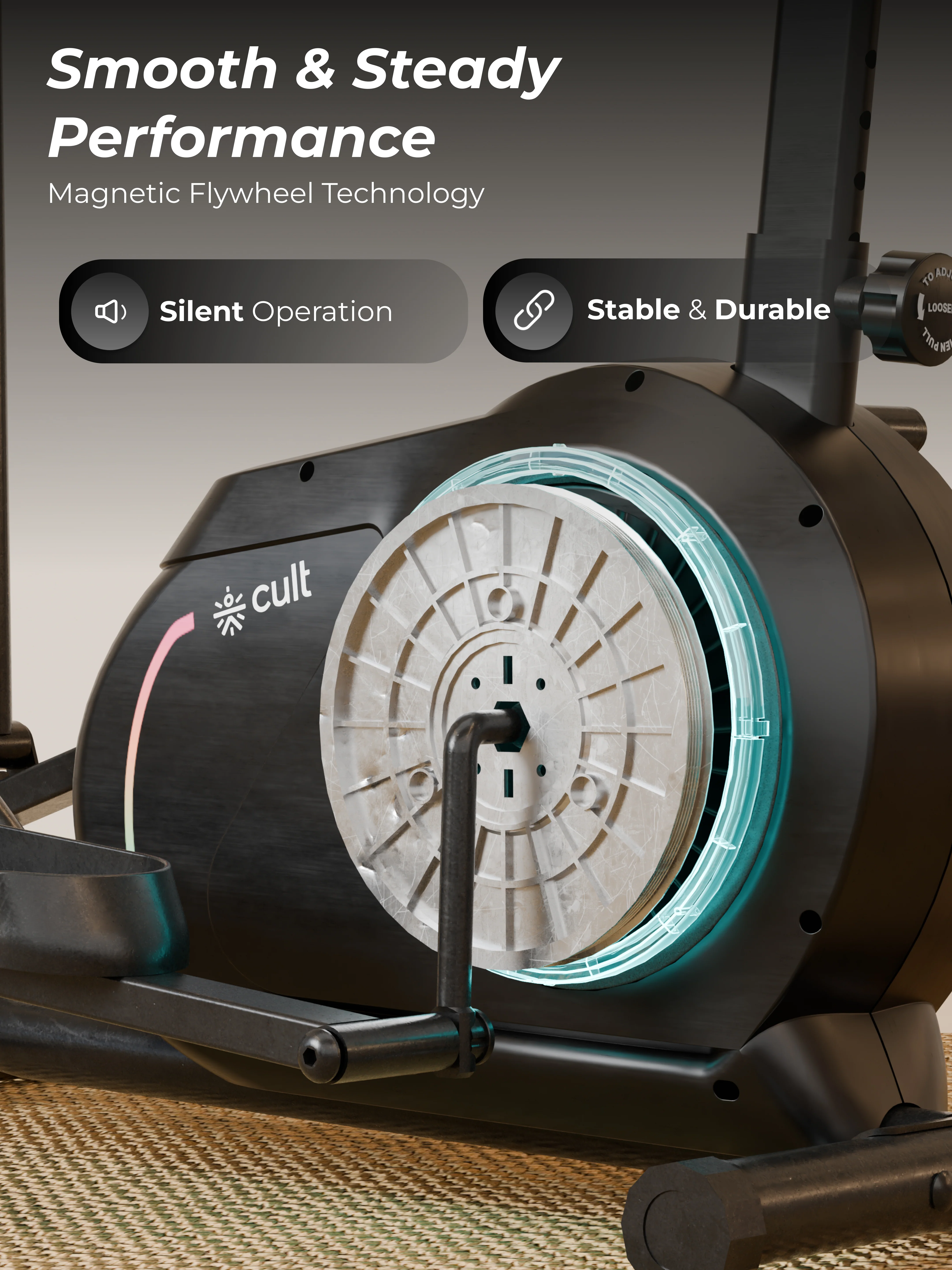 Cult SmartCrossNeo Magnetic Elliptical Trainer | 4Kg Flywheel | Max Weight: 130Kg | Home Use Cross Trainer - Black (with 6 Months Extended Warranty) - Image 4