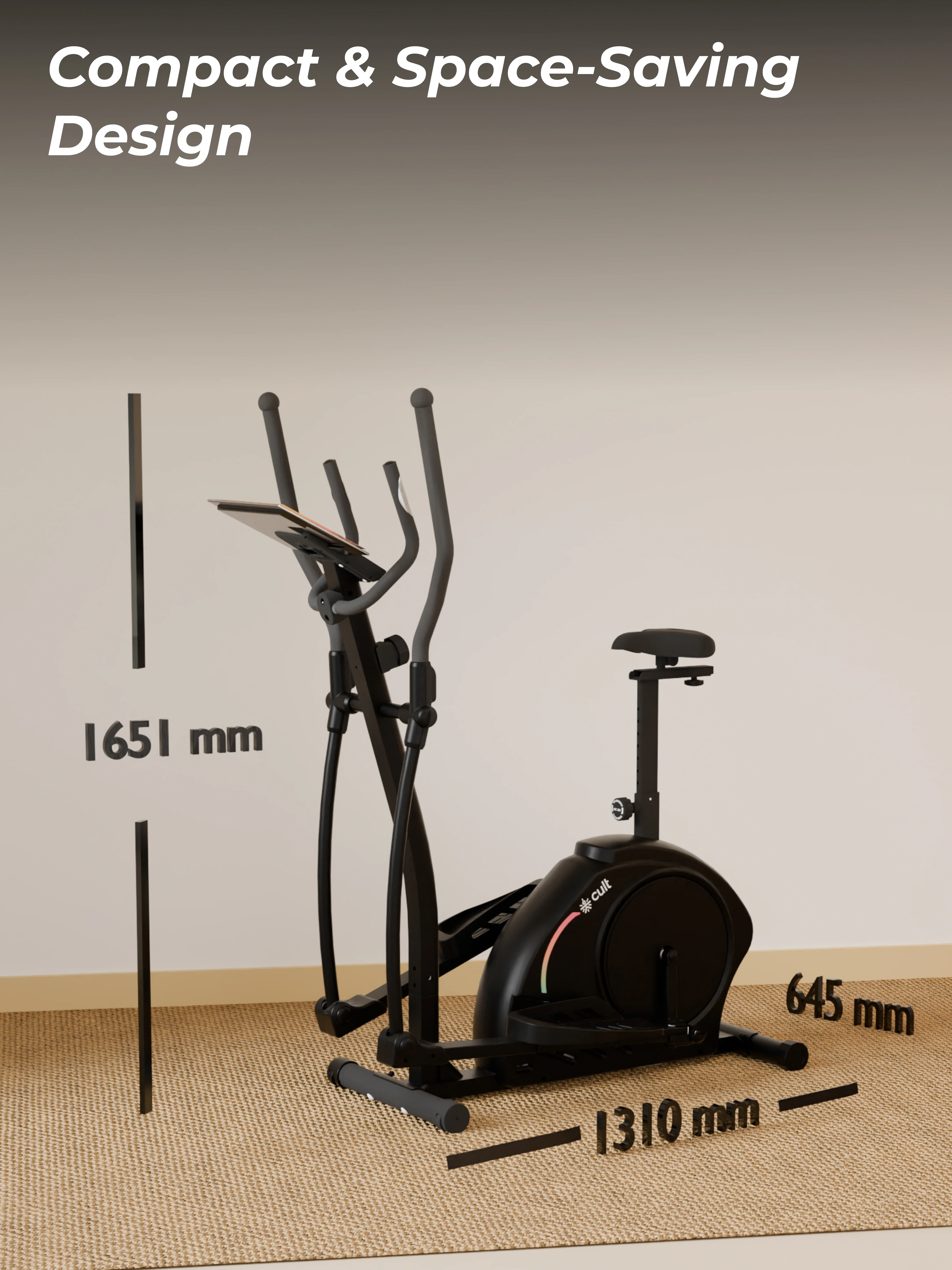 Cult SmartCrossPrime Magnetic Elliptical Trainer | 6Kg Flywheel | Max Weight: 140Kg | Home Use Cross Trainer - Black - Image 10