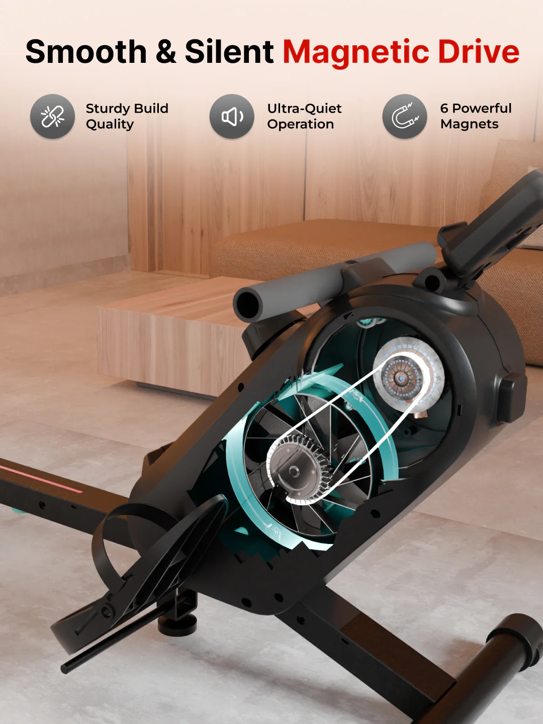 Cult SmartRowAeroGlide Magnetic Rower | 120Kg Max Weight | Quiet & Compact Home Use Rowing Machine (with 6 months extended warranty) - Image 2