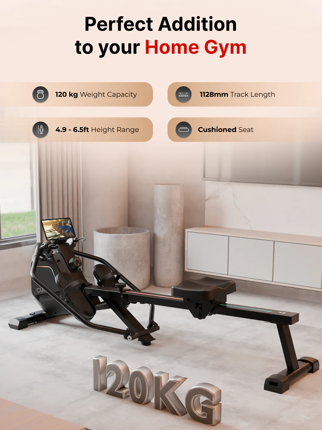 Cult SmartRowDualGlide Full-Motion Magnetic Rower | 120Kg Max Weight | Quiet Home Use Rowing Machine (with 6 months extended warranty) - Image 4