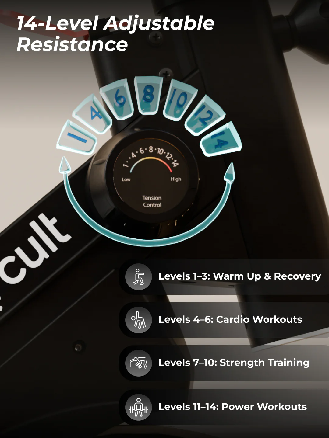 Cult SmartSpinVolt Magnetic Spin Bike | 10Kg Flywheel | 140kg Max Weight | Home Use Exercise Bike - Image 3