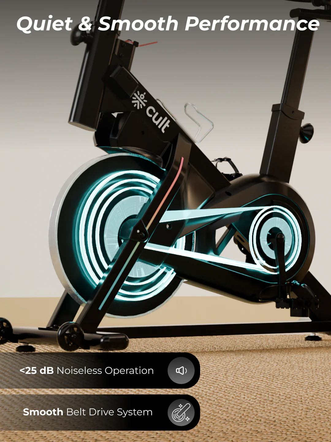 Cult SmartSpinVolt Magnetic Spin Bike | 10Kg Flywheel | 140kg Max Weight | Home Use Exercise Bike - Image 4