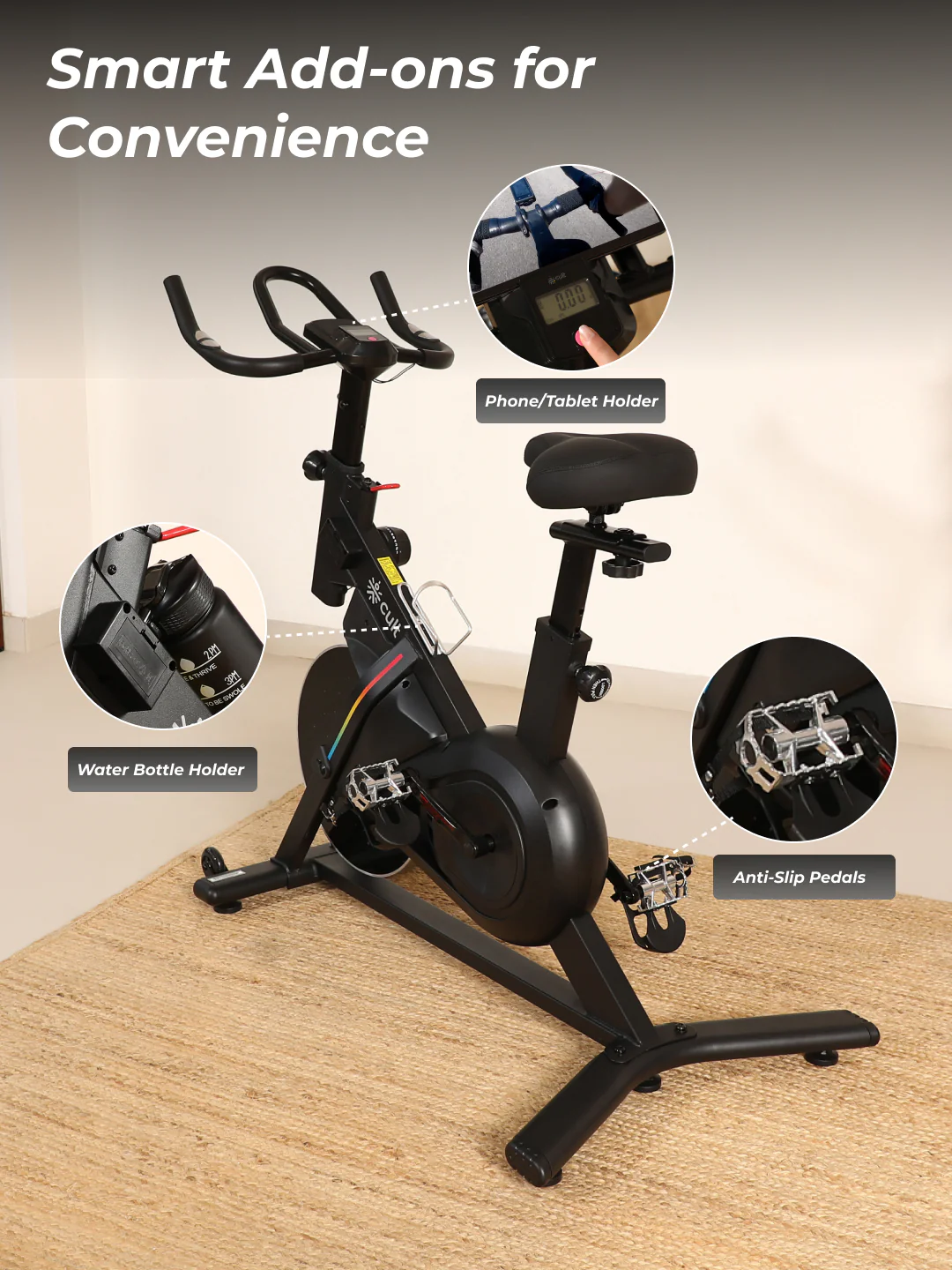 Cult SmartSpinVolt Magnetic Spin Bike | 10Kg Flywheel | 140kg Max Weight | Home Use Exercise Bike - Image 8
