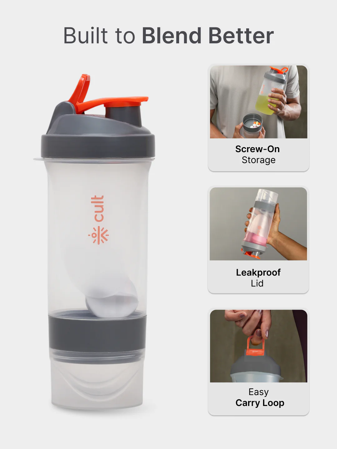 cult Spider Shaker 3 Compartment Orange Grey - Image 4