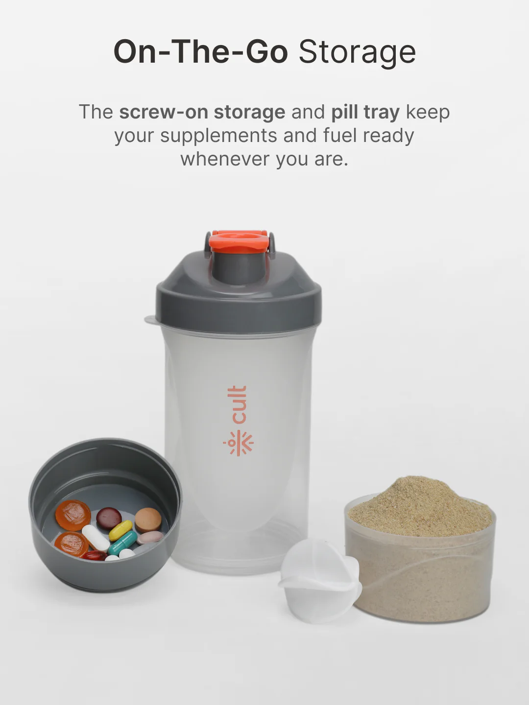 cult Spider Shaker 3 Compartment Orange Grey - Image 6