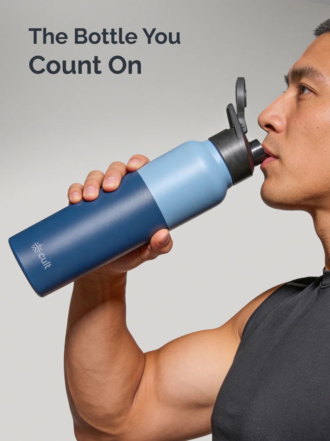 cult Steel Bottle 1Ltr With Sports Cap Dual Blue - Image 2