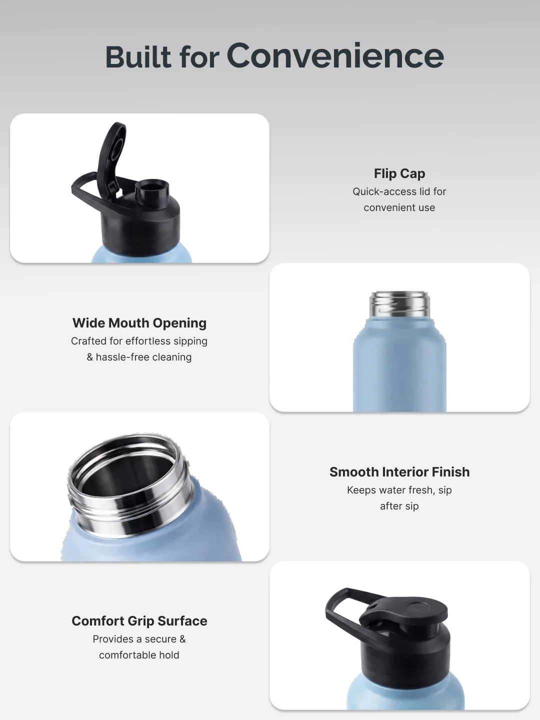 cult Steel Bottle 1Ltr With Sports Cap Dual Blue - Image 5