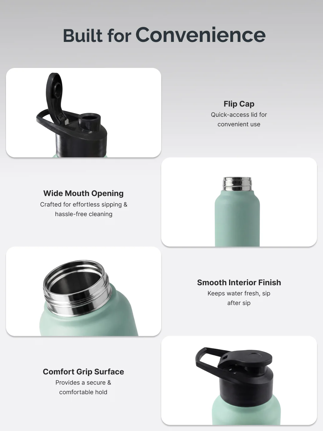 cult Steel Bottle 1Ltr With Sports Cap Dual Green - Image 5