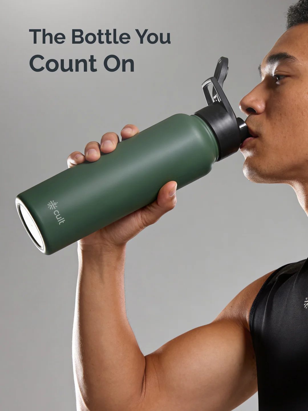 cult Steel Bottle 1Ltr With Sports Cap Green - Image 2