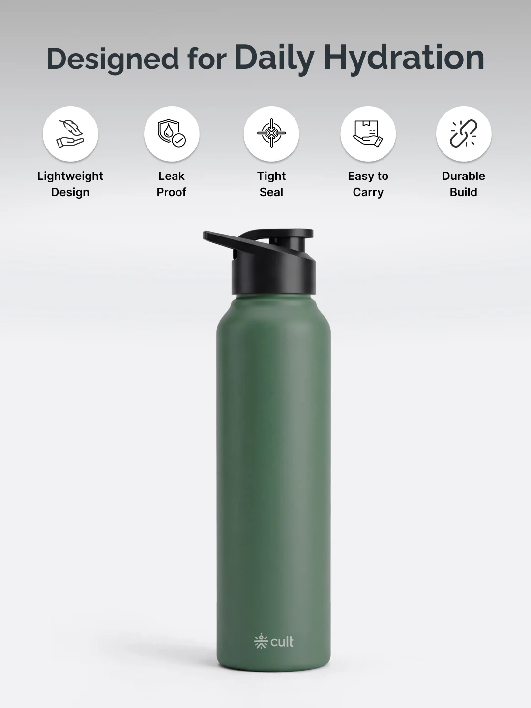 cult Steel Bottle 1Ltr With Sports Cap Green - Image 3
