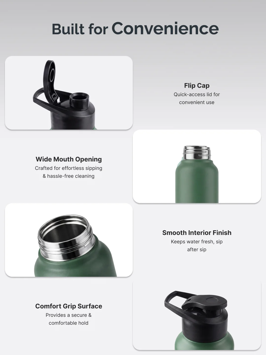 cult Steel Bottle 1Ltr With Sports Cap Green - Image 5
