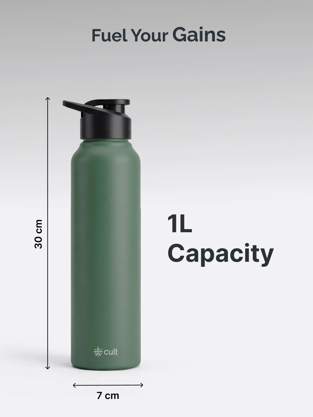 cult Steel Bottle 1Ltr With Sports Cap Green - Image 7