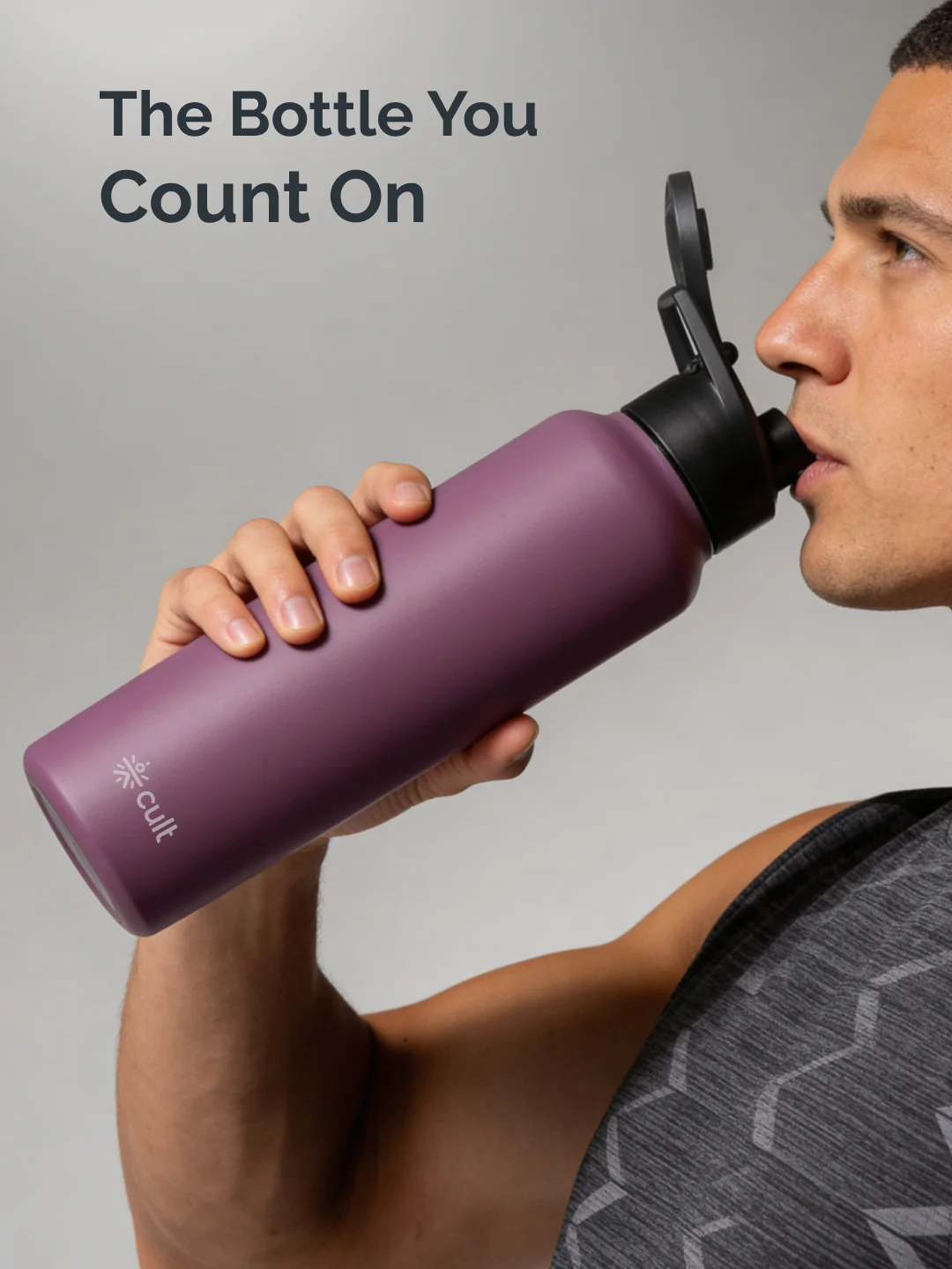 cult Steel Bottle 1Ltr With Sports Cap Purple - Image 2