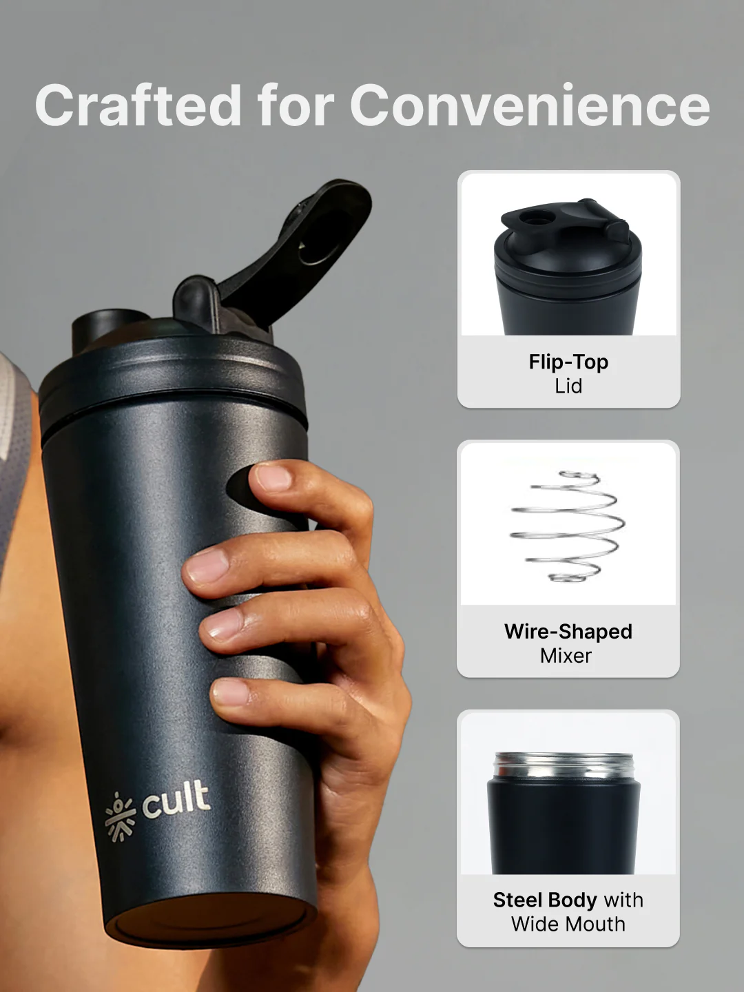 cult Steel Shaker 700ml Black - Image 4