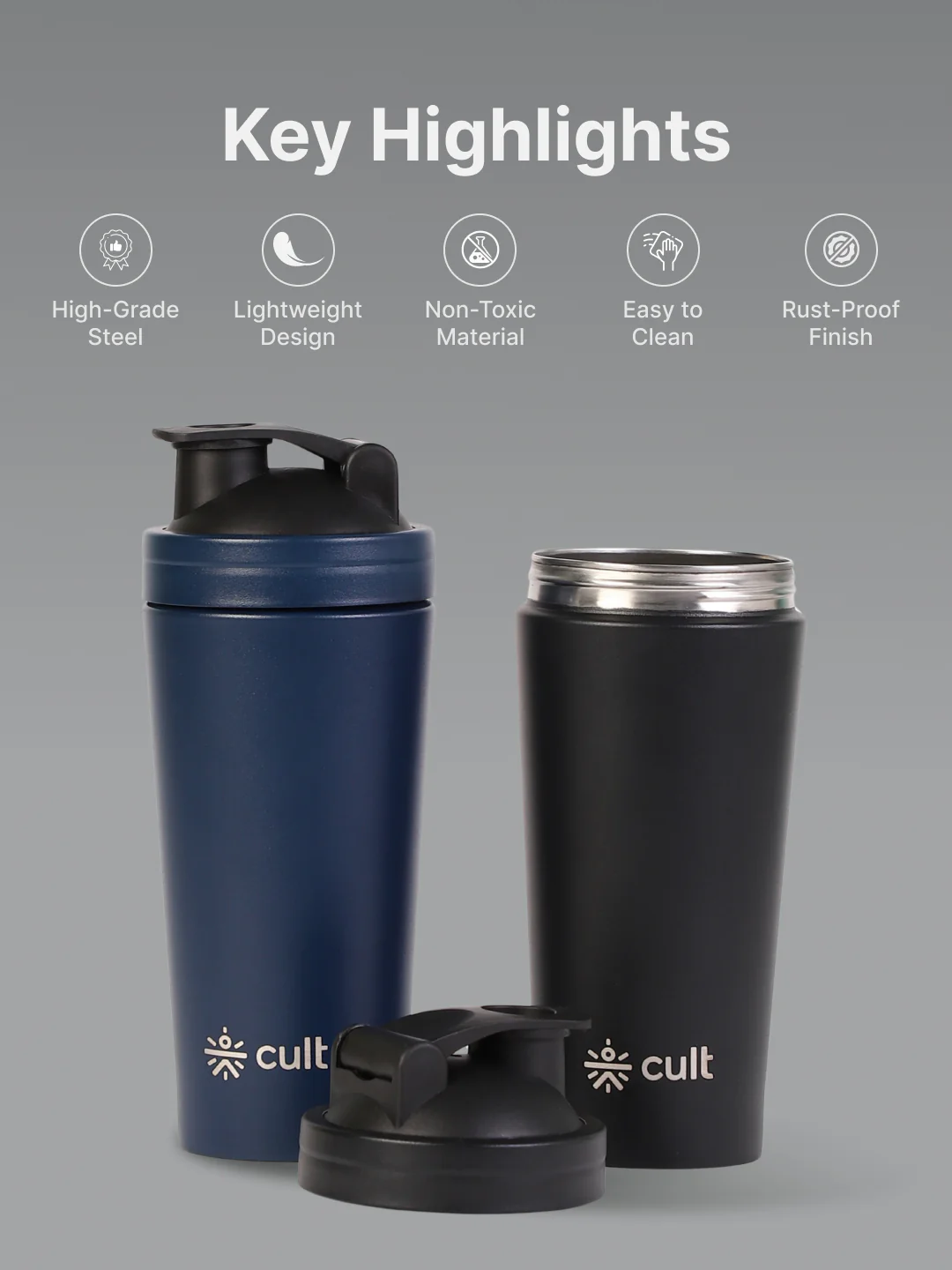cult Steel Shaker 700ml Blue - Image 3
